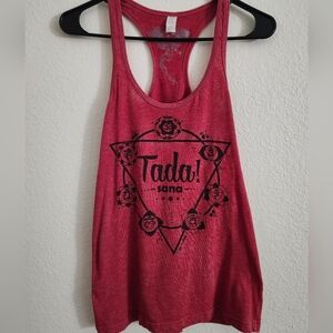 Red Graphic Tank Top "Tada Sana"